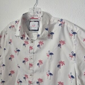 Cactus‎ Man Freedom Patriotic Flamingo & Palm Tree Polo Men's Size XL